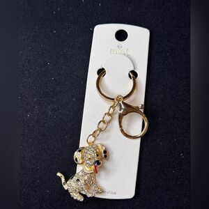 Mint Sparkly Dalmatian Dog Keychain/Purse Charm White